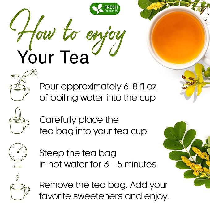 FreshDrinkUS, Premium 75 Senna Leaf Tea Bags, 100% Natural & Pure from Senna - Image 9