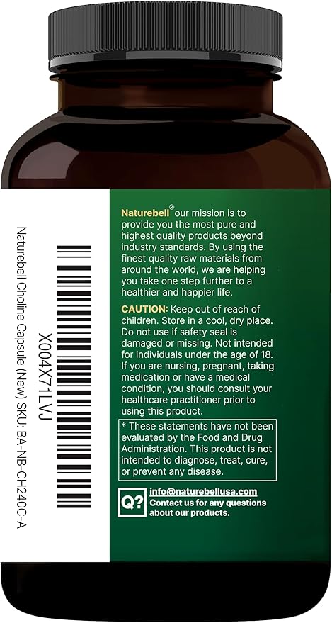 NatureBell Choline 500 mg with Omega-3 Fatty Acids, 240 Capsules | Extra - Image 8