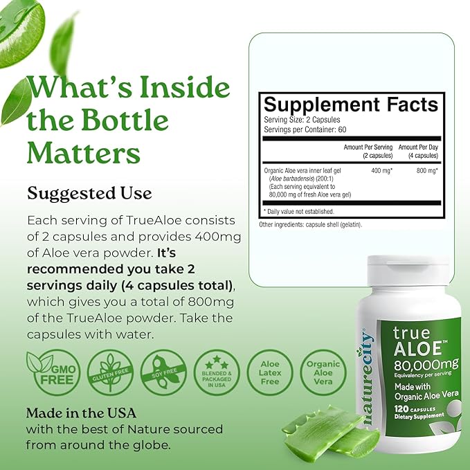 NatureCity True-Aloe Gut Health Support – 80, 000mg Aloe Vera Gel Equivalent - Image 7