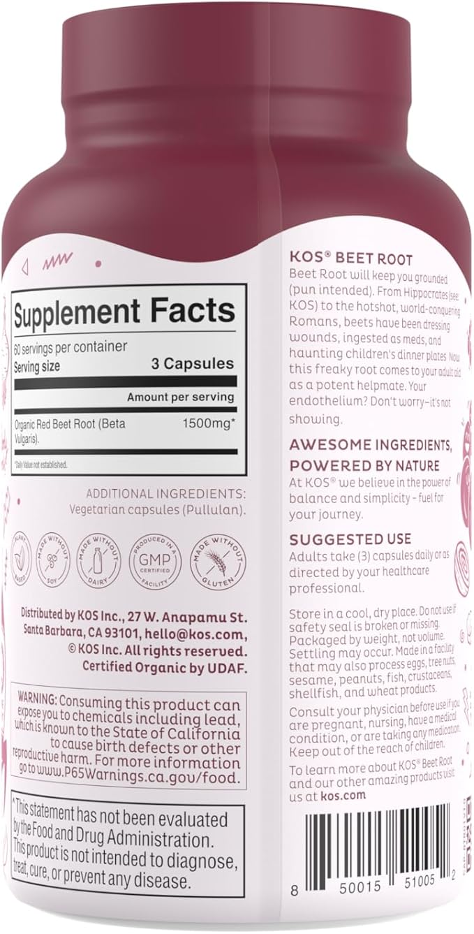 KOS Organic Beetroot Capsules 1500mg - Image 4