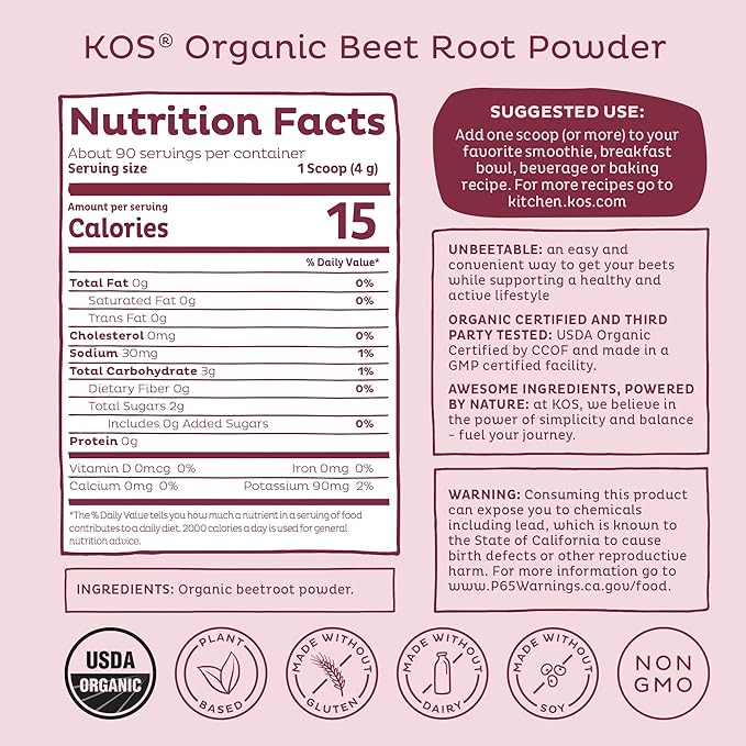KOS Organic Beet Root Powder, USDA Organic - Image 8