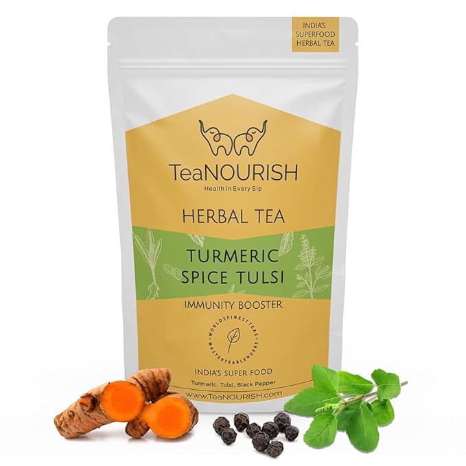 TeaNOURISH Turmeric Spice Tulsi Herbal Tea | Immunity Booster | Loose Blend of by TeaNOURISH
