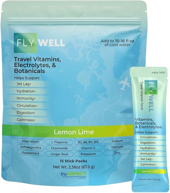 Travel Vitamin Tonic for Flight, Jet Lag, Circulation, Digestion & Immune by FlyWell-AwardWinningTravel