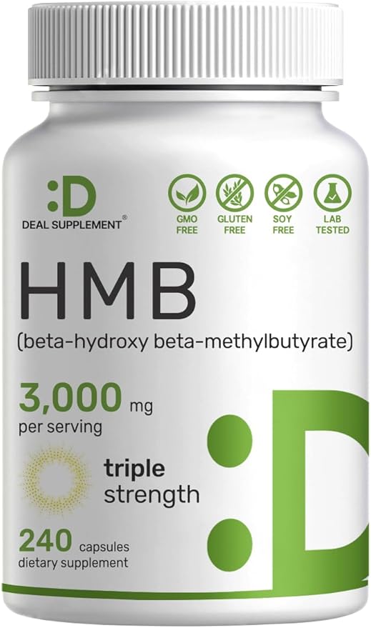 Ultra Strength HMB Supplements 3, 000mg Per Serving, 240 Capsules | Third Party by DEAL+SUPPLEMENT
