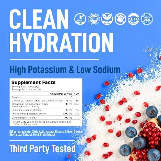 Keppi Electrolytes Powder – Blueberry Pomegranate Flavor 50 Servings – No Sugar - Image 3