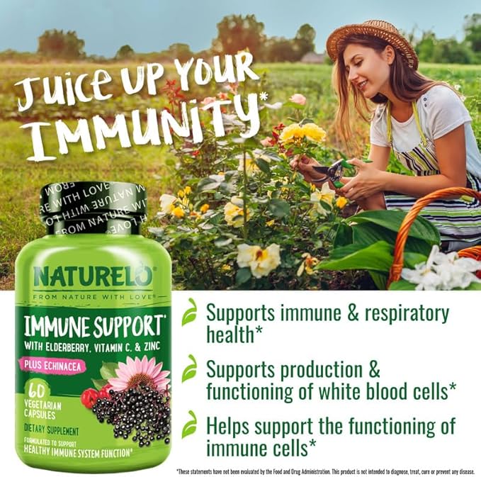 NATURELO Immune Support – Vitamin C, Elderberry, Echinacea – Natural Immunity - Image 5
