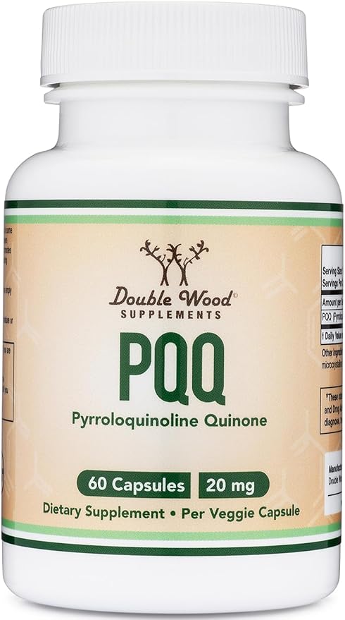 PQQ Supplement - 20mg, 60 Capsules Promotes Mitochondria ATP Coenzyme Levels by DoubleWoodSupplements