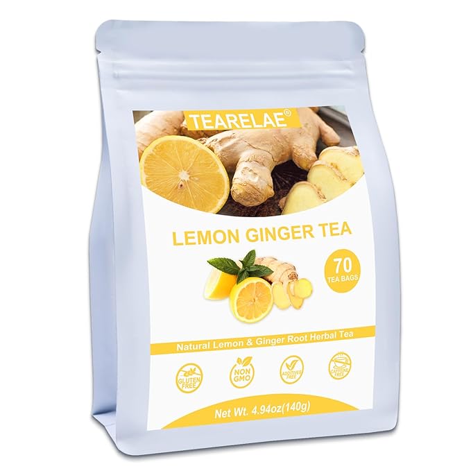 TEARELAE - Lemon Ginger Tea Bags, Lemongrass - Non-GMO - Caffeine-free - by TEARELAE