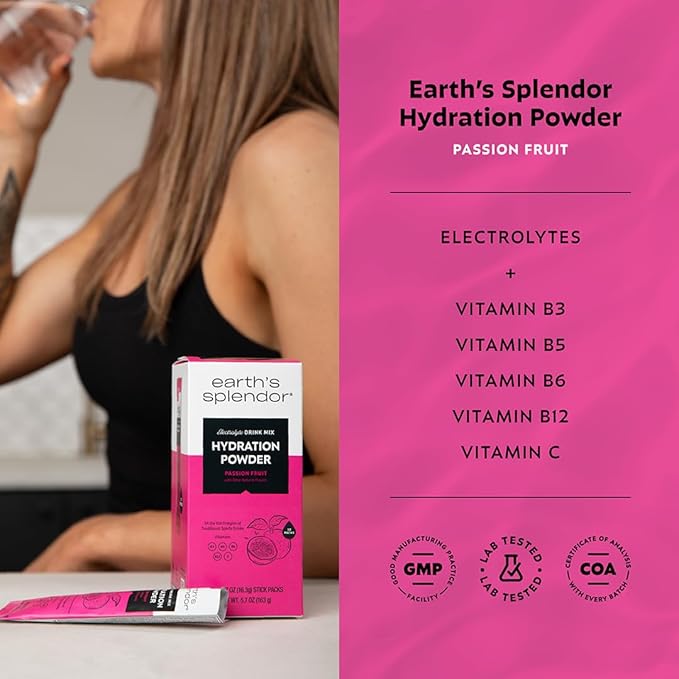 Earth’s Splendor Electrolytes Powder Packets Passion Fruit Hydration Drink Mix - Image 6
