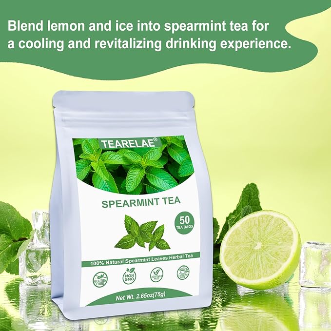 TEARELAE - Spearmint Tea - 1.5g x 50 Count - 100% Pure Spearmint Leaves - - Image 4