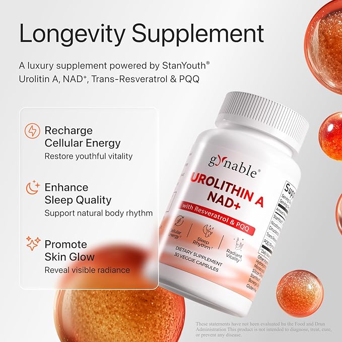 Gynable Patented Urolithin A NAD+ Complex, Nicotinamide | Trans-Resveratrol & - Image 2