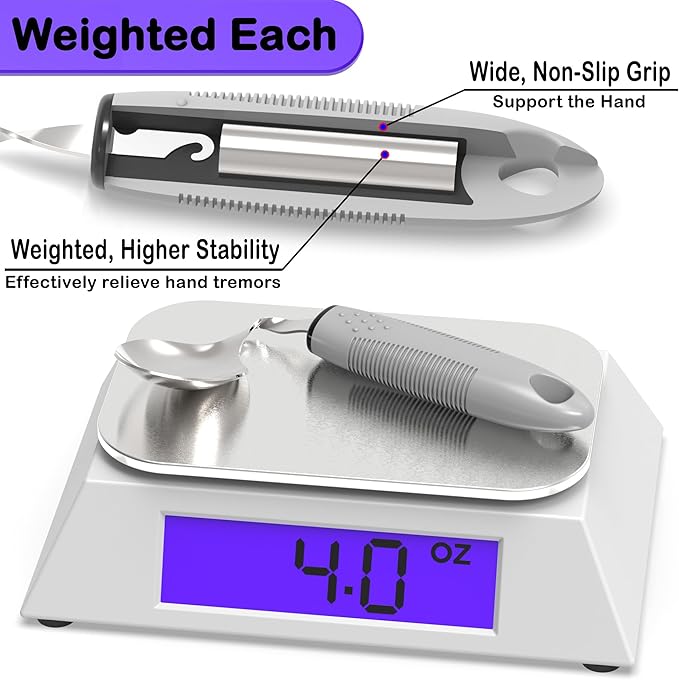 Weighted Parkinsons Utensils for Hand Tremors, Weighted Silverware for - Image 3