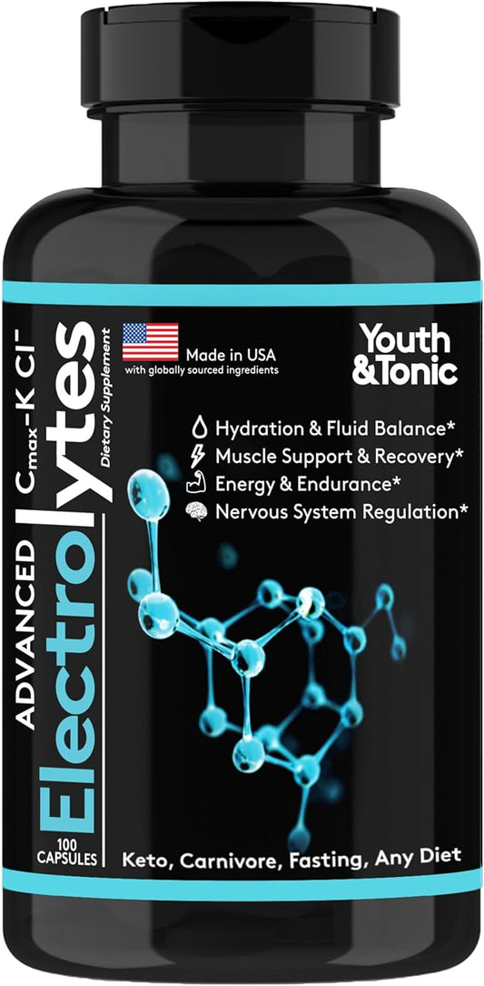 Complete Electrolyte Supplement Pills High Absorption | Cmax Potassium Chloride by YouthTonic