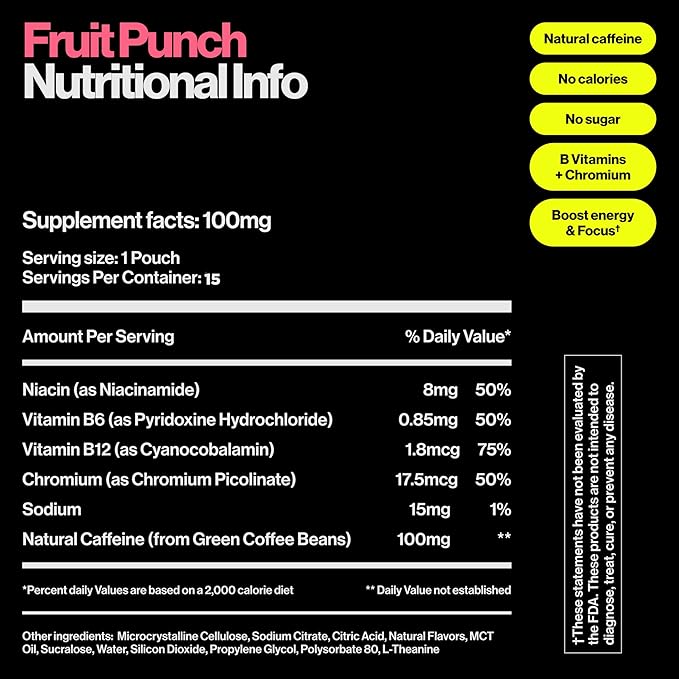 Wip Energy Pouches | 100mg Natural Caffeine | Vitamins and Minerals | 6 Pack - Image 3