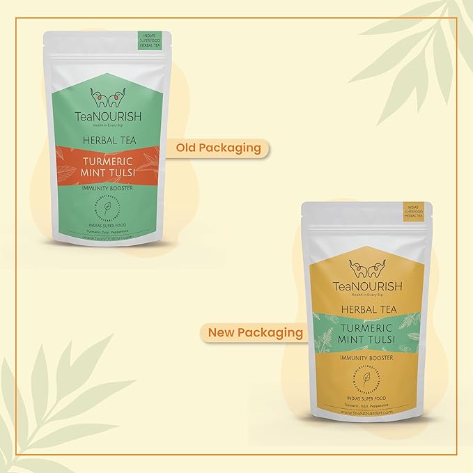 TeaNOURISH Turmeric Mint Tulsi Herbal Tea | Indian Superfoods | Blend of - Image 3
