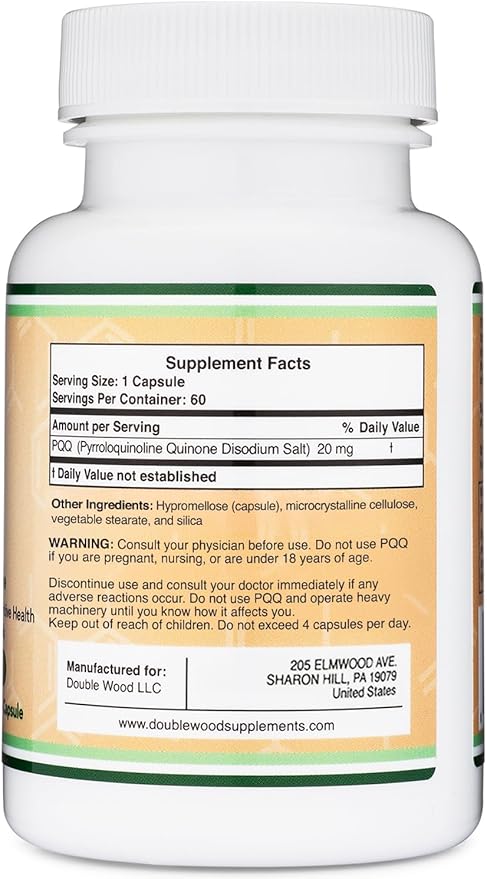 PQQ Supplement - 20mg, 60 Capsules Promotes Mitochondria ATP Coenzyme Levels - Image 3