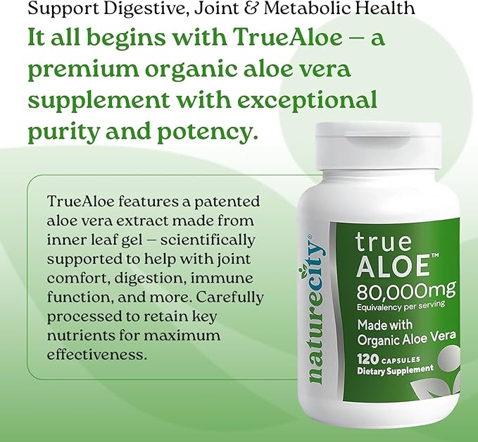 NatureCity True-Aloe 80, 000mg Aloe Vera Gel Equivalent Per Serving– Made - Image 2