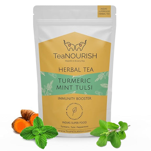 TeaNOURISH Turmeric Mint Tulsi Herbal Tea | Indian Superfoods | Blend of by TeaNOURISH