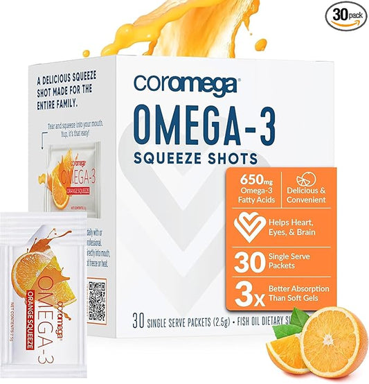 Coromega Omega 3 Fish Oil Supplement, 650mg of Omega-3s by Coromega