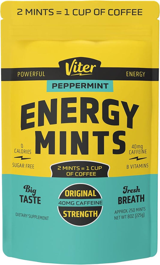Viter Energy Caffeinated Mints 40mg Caffeine, B Vitamins, Sugar Free. by ViterEnergy