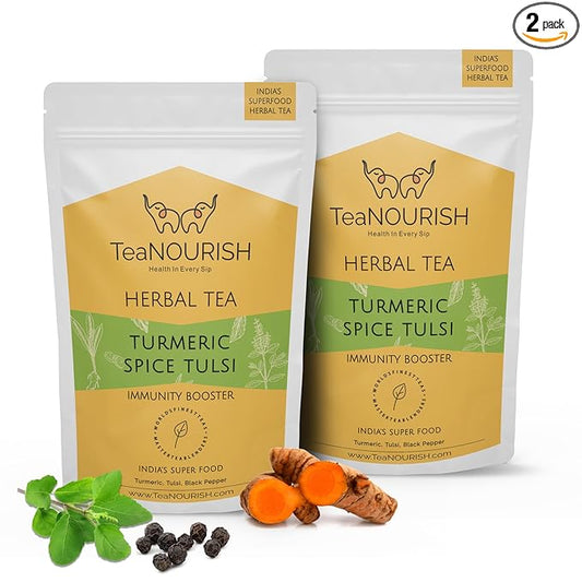 TeaNOURISH Turmeric Spice Tulsi Herbal Tea | Immunity Booster | Blend of Indian by TeaNOURISH