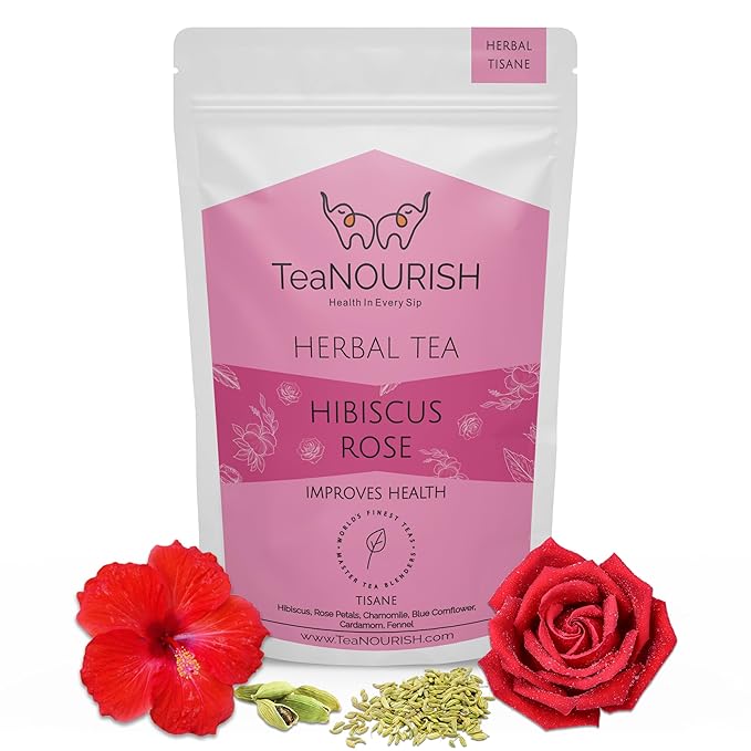 TeaNOURISH Hibiscus Rose Herbal Tea | CAFFEINE-FREE | 100% NATURAL | Hibiscus by TeaNOURISH