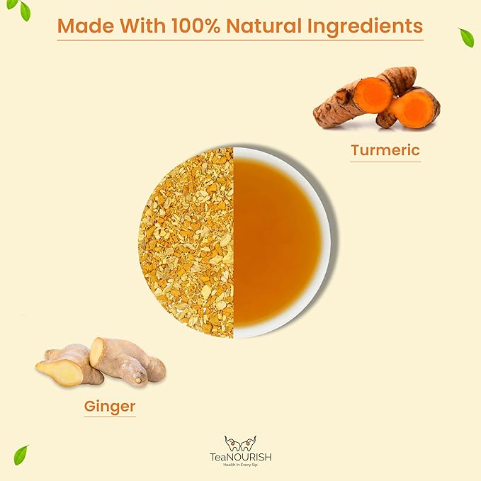 TeaNOURISH Turmeric Ginger Herbal Tea | Indian Superfoods | Aids Digestion & - Image 4