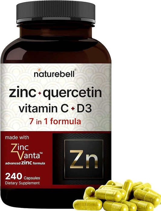 NatureBell Zinc Quercetin with Vitamin C & D3, 240 Capsules | Quercetin 1 by NATUREBELLINC