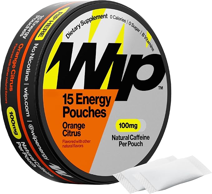 Wip Energy Pouches | 100mg Natural Caffeine | Vitamins and Minerals | Orange by Wip