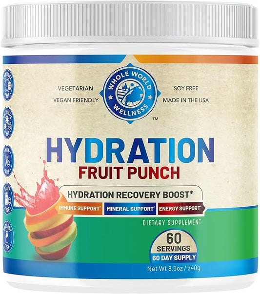 Premium Hydration Fruit Punch Powder | Immune & Mineral Support | 5 Vitamins + by WHOLEWORLDWELLNESS