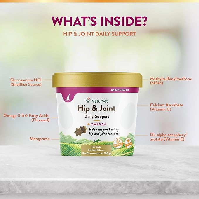 NaturVet – Hip & Joint for Cats Plus Omegas – 60 Soft Chews – Help Supports - Image 6