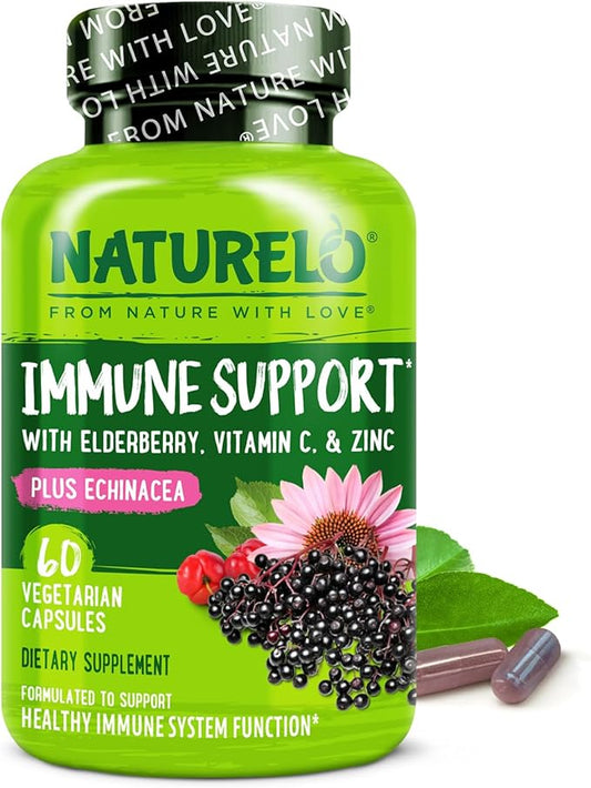 NATURELO Immune Support – Vitamin C, Elderberry, Echinacea – Natural Immunity by NATURELO