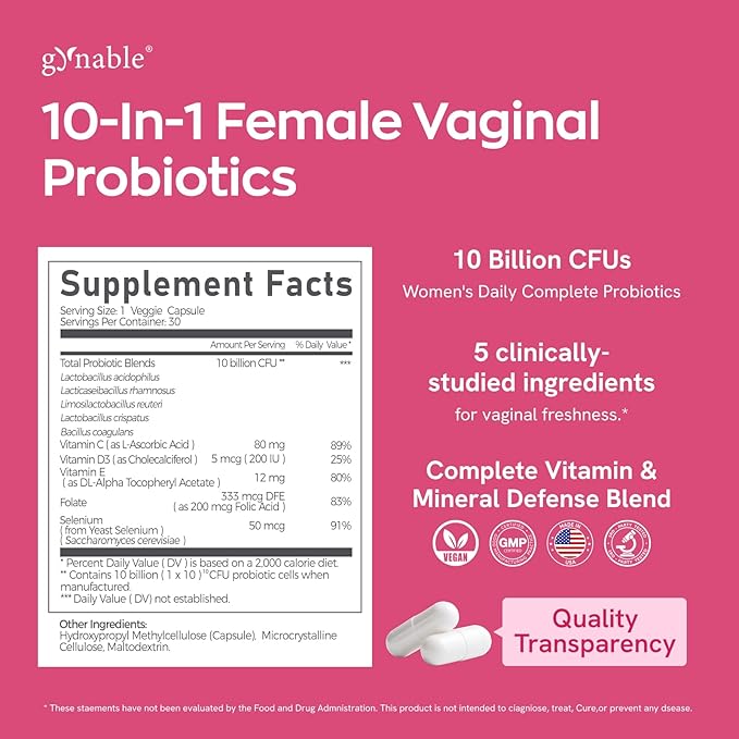 Gynable Vaginal Probiotics for Women, Female Probiotic for pH Balance - Image 4