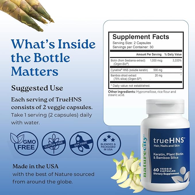 NatureCity True-HNS Hair Nails and Skin Cynatine Keratin and Plant Based Biotin - Image 4