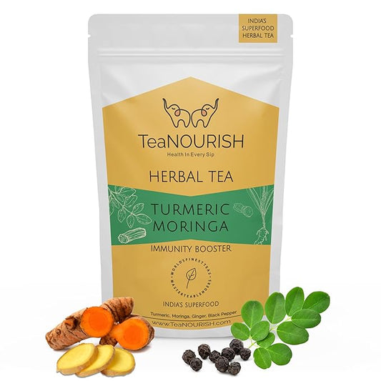 TeaNOURISH Turmeric Moringa Herbal Tea | Blend of Indian Superfoods Turmeric by TeaNOURISH