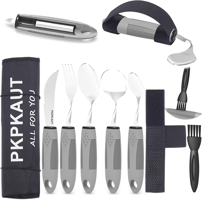 Weighted Parkinsons Utensils for Hand Tremors, Weighted Silverware for by PKPKAUT