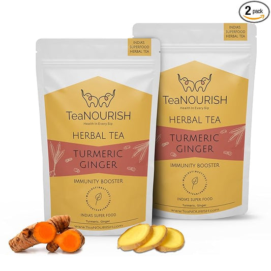 TeaNOURISH Turmeric Ginger Herbal Tea | Indian Superfoods | Aids Digestion & by TeaNOURISH