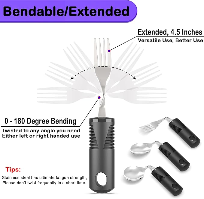 Adaptive Utensils for Parkinsons Patients Elderly, Weighted Utensils for Hand - Image 4