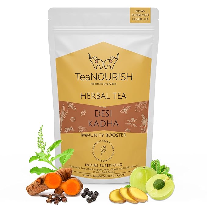 TeaNOURISH Desi Kadha | Immunity Booster Herbal Tea | Indian Superfoods Turmeric by TeaNOURISH