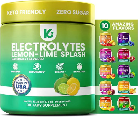 Keppi Electrolytes Powder – Lemon Lime Flavor 50 Servings – No Sugar Hydration by Keppi