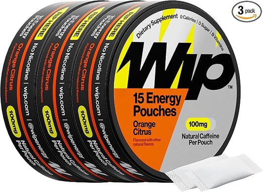 Wip Energy Pouches | 100mg Natural Caffeine | Vitamins and Minerals | Orange by Wip