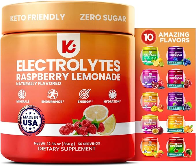 Keppi Electrolytes Powder – Raspberry Lemonade Flavor 50 Servings – No Sugar by Keppi