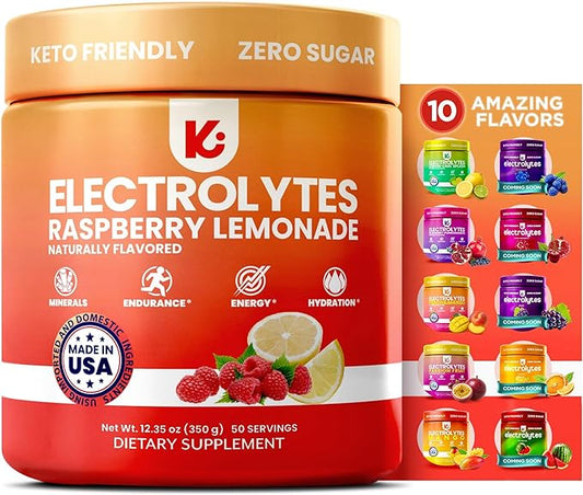 Keppi Electrolytes Powder – Raspberry Lemonade Flavor 50 Servings – No Sugar by Keppi