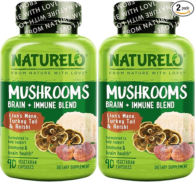 NATURELO Mushroom Supplement – Brain & Immune Health Blend by NATURELO