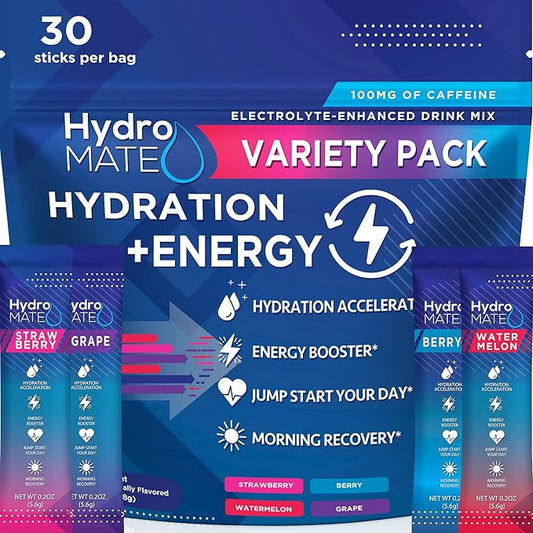 HydroMATE Electrolytes Powder Drink Mix Packets Hydration Accelerator Low Sugar by HydroMATE