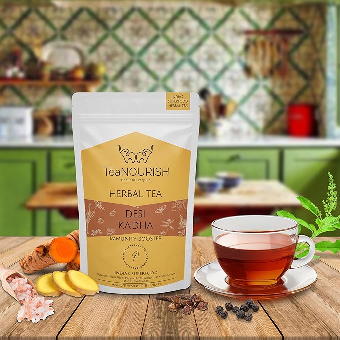 TeaNOURISH Desi Kadha | Immunity Booster Herbal Tea | Indian Superfoods Turmeric - Image 2
