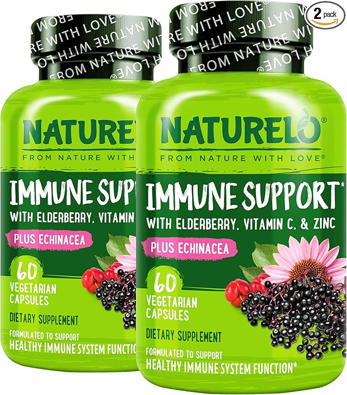 NATURELO Immune Support – Vitamin C, Elderberry, Echinacea – Natural Immunity by NATURELO