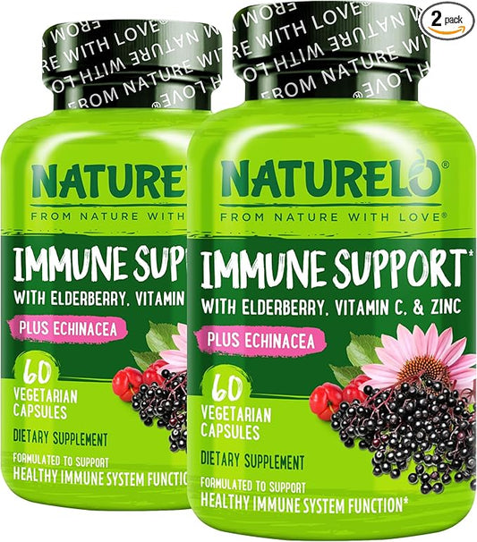 NATURELO Immune Support – Vitamin C, Elderberry, Echinacea – Natural Immunity by NATURELO