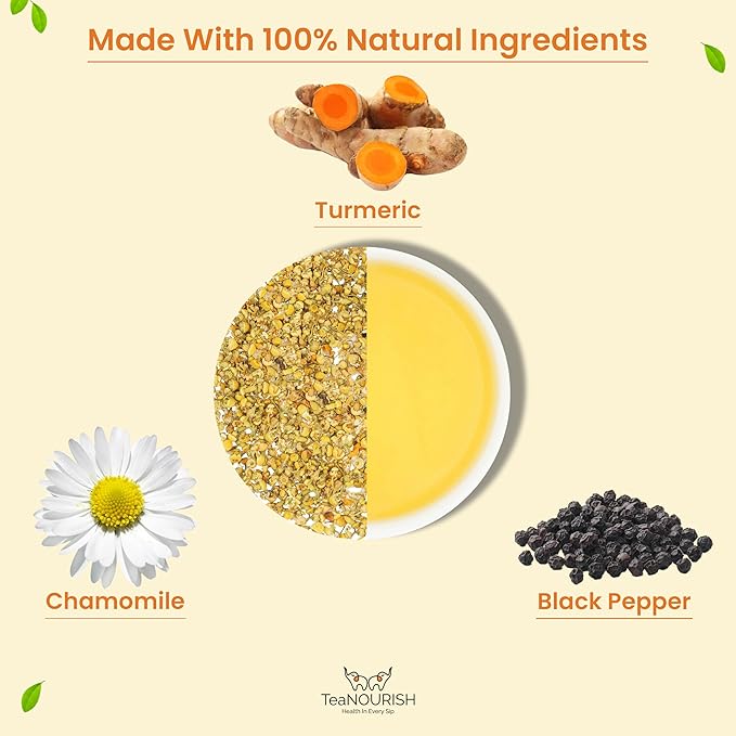 TeaNOURISH Chamomile Turmeric Herbal Tea | Calming and Relaxing | Chamomile - Image 2