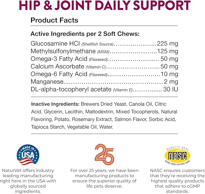 NaturVet – Hip & Joint for Cats Plus Omegas – 60 Soft Chews – Help Supports - Image 9